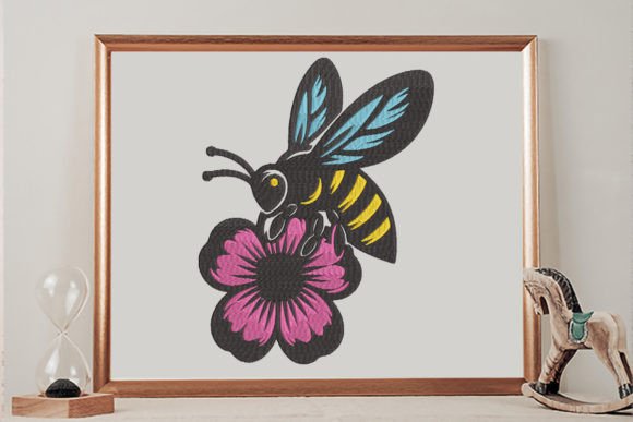 Bee Daisy Floral Embroidery Design