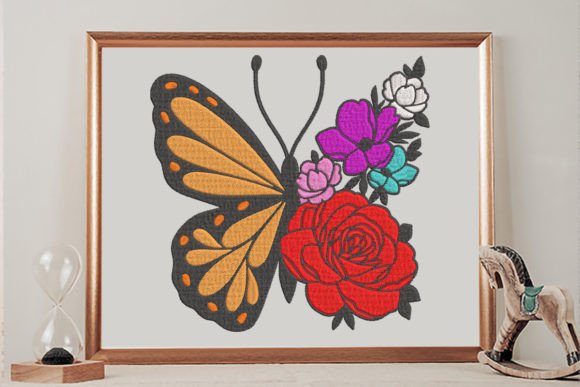 Butterfly Floral Embroidery Design
