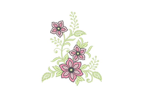 Elegant Floral Stem Embroidery Design