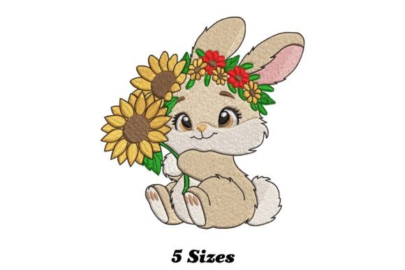 Floral Cute Rabbit Embroidery