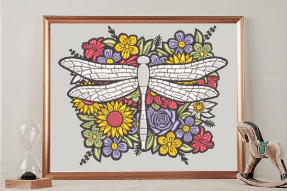 Floral Dragonfly Embroidery