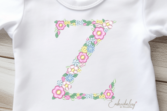 Floral Letter Z Machine Embroidery