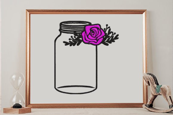 Floral Mason Jar Embroidery Design
