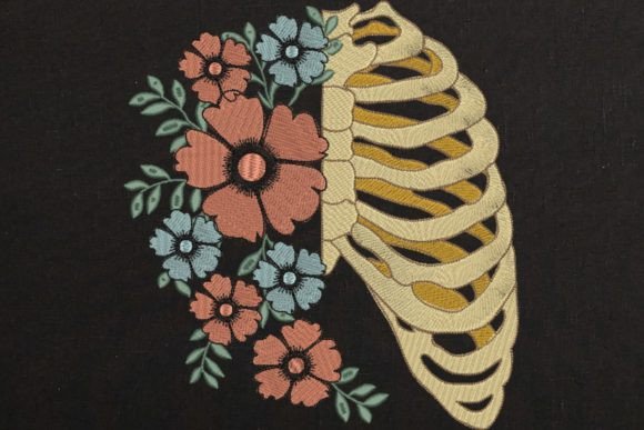 Floral Skeleton Embroidery Design