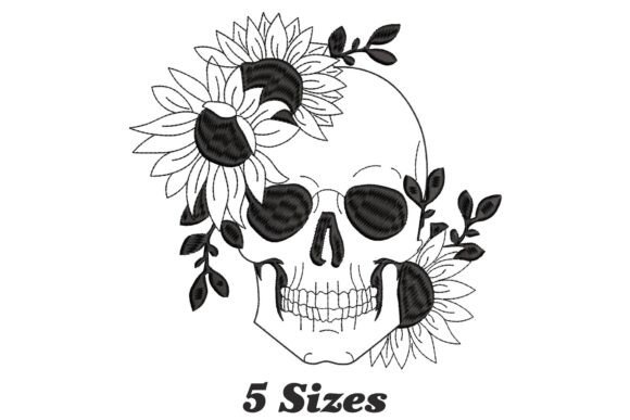 Floral Skull Embroidery Design