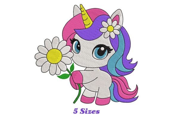 Floral Unicorn Embroidery Design