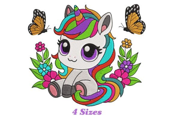 Floral Unicorn with Butterfly