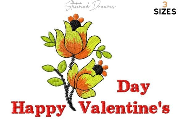 Happy Valentine's Day Digital Embroidery