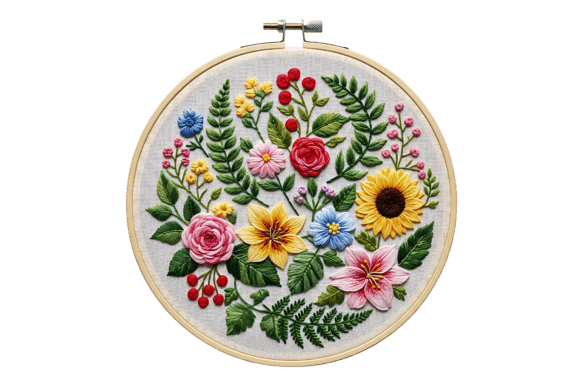 Oval Embroidery Hoop with Vibrant Floral