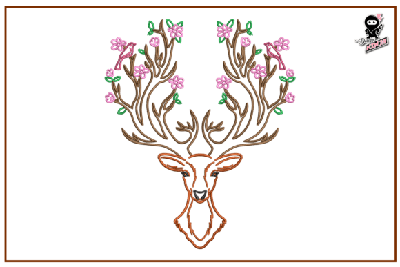Reindeer with Flowers, Floral Antlers