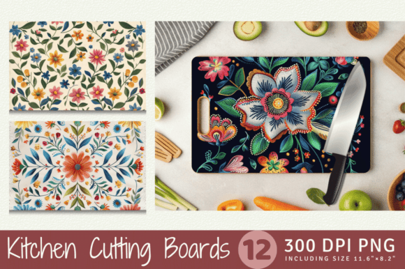 Retro Floral Embroidery Cutting Boards S